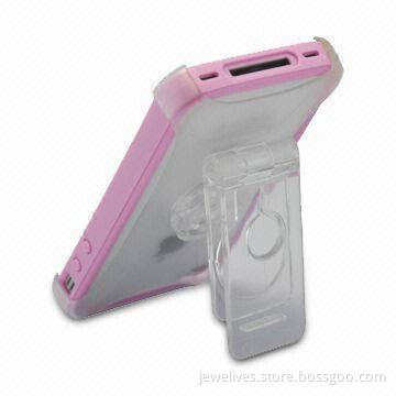 Plastic Case for iPhone 4G, with Transparent Kickstand